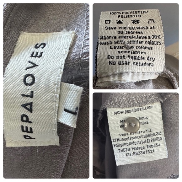 Anthropologie Pepaloves Gray Ostrich Blouse Embroidered Sz L - Picture 9 of 9
